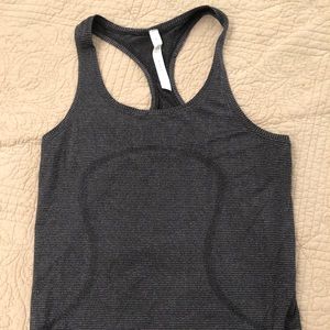 Shimmery black and metallic racer back tank top
